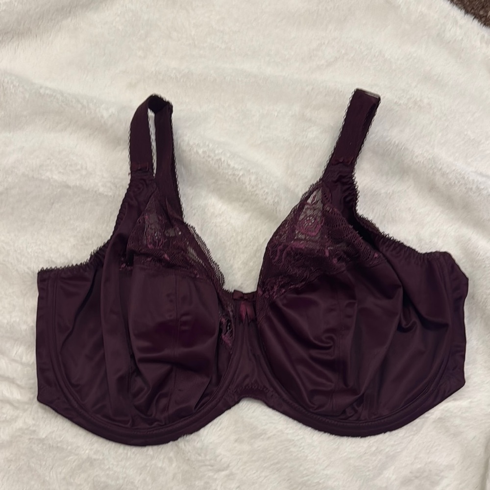 Elegant Lace Trimmed Bra in Deep Purple